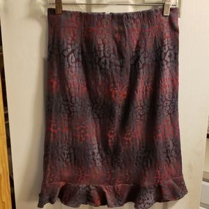Charcoal grey and red pencil skirt